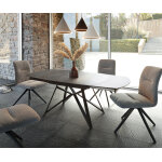 Table - manger carlow 130 / 200x90 cm céramique gris métal extensible Table - manger carlow 130 / 200x90 cm céramique gris métal extensible
