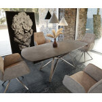 Table - manger carlow 130 / 200x90 cm céramique marron acier inoxydable extensible Table - manger carlow 130 / 200x90 cm céramique marron acier inoxydable extensible