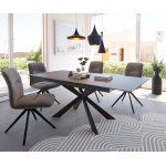 Table - manger daven 160 / 200x90 cm cramique gris mtal extensible