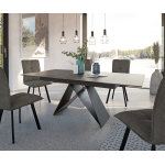 Table - manger davion 160 / 200x90 cm céramique gris métal extensible Table - manger davion 160 / 200x90 cm céramique gris métal extensible