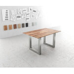 Table - à - manger edge 140x90 sheesham nature acier inoxydable large bord suisse Table - à - manger edge 140x90 sheesham nature acier inoxydable large bord suisse