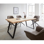 Table à manger edge 160x90 chêne nature métal inclinée noir live - edge Table à manger edge 160x90 chêne nature métal inclinée noir live - edge