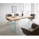Table  manger edge 160x90 chne nature verre live - edge