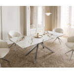 Table à manger edge 180 - 220x100 céramique calacatta luxe blanc - doré - gris cadre croisé rectangulaire ... Table à manger edge 180 - 220x100 céramique calacatta luxe blanc - doré - gris cadre croisé rectangulaire ...