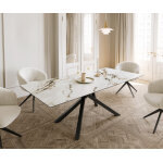 Table à manger edge 180 - 220x100 céramique calacatta luxe blanc - doré - gris cadre croisé rectangulaire ... Table à manger edge 180 - 220x100 céramique calacatta luxe blanc - doré - gris cadre croisé rectangulaire ...