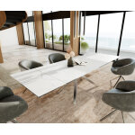 Table à manger edge 200 - 300x100 céramique laminamâ®statuarietto blanc cadre croisé rectangulaire acier ... Table à manger edge 200 - 300x100 céramique laminamâ®statuarietto blanc cadre croisé rectangulaire acier ...