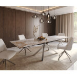Table à manger edge 200 - 300x100 céramique minas mélange blanc - beige cadre croisé rectangulaire acier ... Table à manger edge 200 - 300x100 céramique minas mélange blanc - beige cadre croisé rectangulaire acier ...