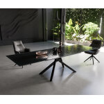 Table � manger edge 200 - 300x100 verre fondu noir fum� relief en 3d cadre crois� rectangulaire noir ...