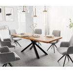 Table � manger edge 200x100 acacia nature cadre crois� rectangle noir live - edge