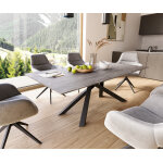 Table à manger edge 200x100 acacia platine cadre croisé rectangle noir bord suisse Table à manger edge 200x100 acacia platine cadre croisé rectangle noir bord suisse