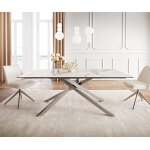 Table à manger edge 200x100 céramique calacatta luxe blanc - doré - gris cadre croisé rectangulaire acier ... Table à manger edge 200x100 céramique calacatta luxe blanc - doré - gris cadre croisé rectangulaire acier ...