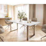 Table - à - manger edge 200x100 céramique laminamâ® statuarietto blanc inox étroit Table - à - manger edge 200x100 céramique laminamâ® statuarietto blanc inox étroit