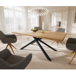 Table à manger edge 200x100 chêne nature cadre croisé rectangle noir Table à manger edge 200x100 chêne nature cadre croisé rectangle noir