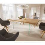 Table  manger edge 200x100 chne nature verre
