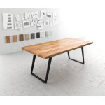Table - à - manger edge 200x100 xl acacia nature métal incliné Table - à - manger edge 200x100 xl acacia nature métal incliné