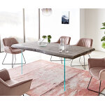 Table - à - manger edge 200x100 xl acacia platine verre live - edge Table - à - manger edge 200x100 xl acacia platine verre live - edge
