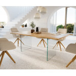 Table  manger edge 200x100x3 chne nature verre live - edge
