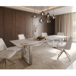 Table à manger edge 300x100 céramique minas mélange blanc - beige acier inoxydable mince Table à manger edge 300x100 céramique minas mélange blanc - beige acier inoxydable mince