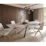 Table à manger edge 300x100 céramique minas mélange blanc - beige cadre croisé rectangulaire acier inoxydable ... Table à manger edge 300x100 céramique minas mélange blanc - beige cadre croisé rectangulaire acier inoxydable ...