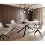 Table à manger edge 300x100 céramique minas mélange blanc - beige cadre croisé rectangulaire noir Table à manger edge 300x100 céramique minas mélange blanc - beige cadre croisé rectangulaire noir