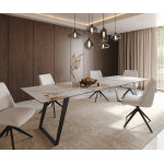 Table à manger edge 300x100 céramique minas mélange blanc - beige métal incliné noir Table à manger edge 300x100 céramique minas mélange blanc - beige métal incliné noir