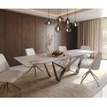 Table à manger edge 300x100 céramique minas mélange blanc - beige spider acier plat acier inoxydable Table à manger edge 300x100 céramique minas mélange blanc - beige spider acier plat acier inoxydable