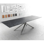 Table -  - manger edge 300x100cm laminam cramique gris pieds milieu crois argent