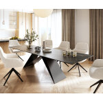 Table - à - manger edge 300x100cm laminamâ® céramique marron v - pieds milieu noir Table - à - manger edge 300x100cm laminamâ® céramique marron v - pieds milieu noir