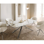Table à manger edge en forme de bateau 200x100 céramique calacatta luxe blanc - doré - gris cadre croisé ... Table à manger edge en forme de bateau 200x100 céramique calacatta luxe blanc - doré - gris cadre croisé ...