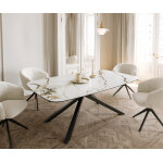 Table à manger edge en forme de bateau 200x100 céramique calacatta luxe blanc - doré - gris cadre croisé ... Table à manger edge en forme de bateau 200x100 céramique calacatta luxe blanc - doré - gris cadre croisé ...