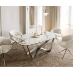 Table à manger edge en forme de bateau 200x100 céramique calacatta luxe blanc - doré - gris spider acier ... Table à manger edge en forme de bateau 200x100 céramique calacatta luxe blanc - doré - gris spider acier ...