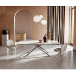 Table à manger edge en forme de bateau 240x120 céramique calacatta luxe blanc - doré - gris cadre croisé ... Table à manger edge en forme de bateau 240x120 céramique calacatta luxe blanc - doré - gris cadre croisé ...