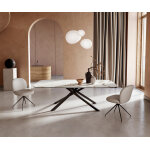 Table à manger edge en forme de bateau 240x120 céramique calacatta luxe blanc - doré - gris cadre croisé ... Table à manger edge en forme de bateau 240x120 céramique calacatta luxe blanc - doré - gris cadre croisé ...