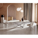 Table à manger edge en forme de bateau 240x120 céramique calacatta luxe blanc - doré - gris spider acier ... Table à manger edge en forme de bateau 240x120 céramique calacatta luxe blanc - doré - gris spider acier ...