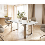 Table - à - manger edge forme boot 200x100 céramique laminamâ® statuarietto blanc inox étroit Table - à - manger edge forme boot 200x100 céramique laminamâ® statuarietto blanc inox étroit