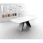 Table -  - manger edge forme boot 200x100cm laminam cramique blanc v - pieds milieu noir
