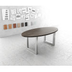 Table - à - manger edge ovale 200x100cm mangue marron acier inoxydable large Table - à - manger edge ovale 200x100cm mangue marron acier inoxydable large
