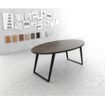 Table - à - manger edge ovale 200x100cm mangue marron métal noir incliné Table - à - manger edge ovale 200x100cm mangue marron métal noir incliné
