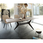 Table � manger edona 160 / 200x90 cm marron m�tal look c�ramique extensible