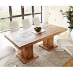 Table - manger indra acacia nature 200x100 massif table � colonnes