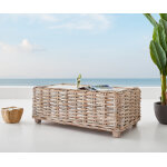 Table - de - salon nizza 133x73x51 rotin white washed plateau en verre table de salon