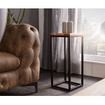 Table tatius 28x28 acacia nature cadre mtal noir table dco