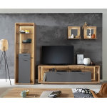 Tableau - mural lome 45x20 cm chne optique set de 2 tagres clairage led