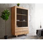 Vitrine live - edge 120x190 cm acacia naturel bordure en forme de tronc d'arbre 2 portes 4 tiroirs massif ...