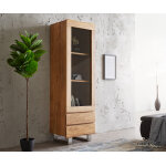 Vitrine live - edge 60x190 cm acacia naturel bordure de tronc d'arbre 1 porte 2 tiroirs massif