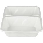 Barquette blanche 2 compartiments en pulpe de canne à sucre pour menu h45 x220 firplast Barquette blanche 2 compartiments en pulpe de canne à sucre pour menu h45 x220 firplast