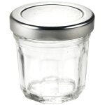 Mini pot  confiture en verre couvercle argent x 96 firplast