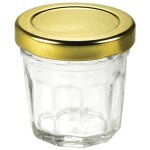 Mini pot  confiture en verre couvercle or x 96 firplast