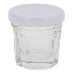 Mini pot  confiture en verre avec couvercle violet 28 ml (8x12) x 96 firplast