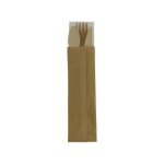 Sachet couvert 3 / 1 bois (couteau, fourchette, cuillre) 125mm x250 firplast